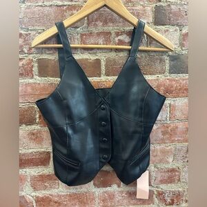 Micas Faux Leather Vest / Vegan/ Pleather NWT Size Med